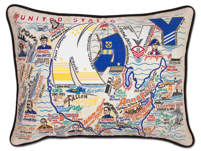 UNITED STATES NAVY EMBROIDERED PILLOW