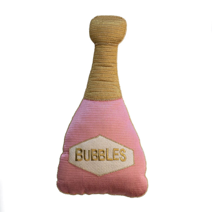 Champagne Bottle Shaped Pillow with Embroidery