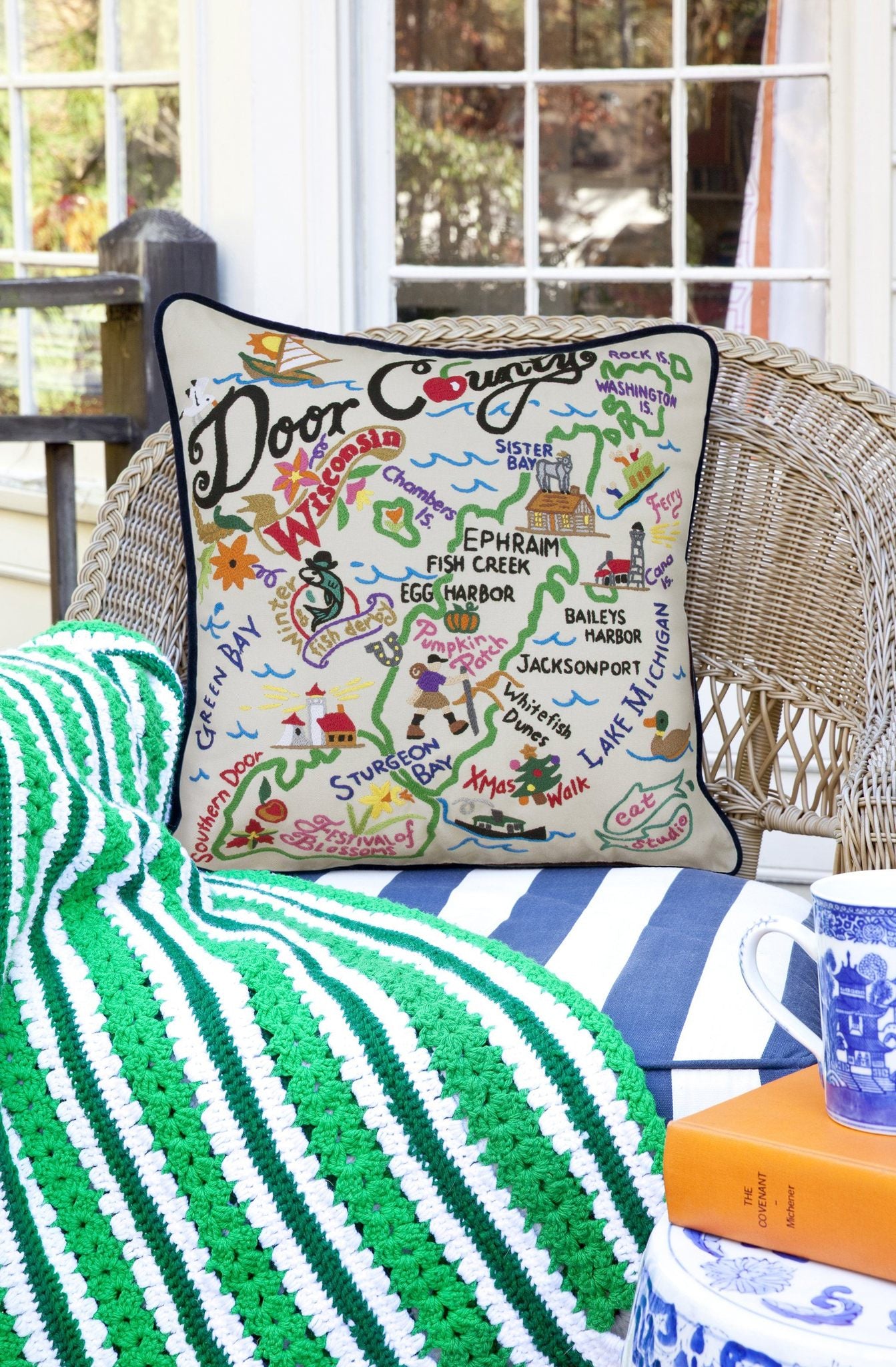 Cape cod embroidered pillow store
