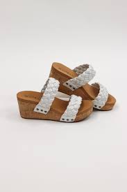 DELIGHTFUL WEDGE SANDALS - WHITE METALLIC BY CORKYS