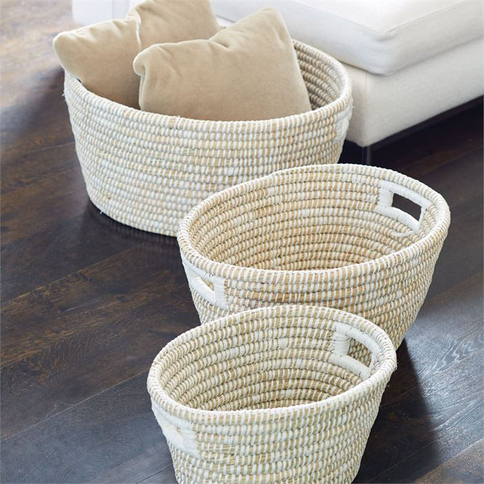 RIVERGRASS OVAL BASKETS WITH HANDLES, SET OF 3 BY NAPA HOME & GARDEN