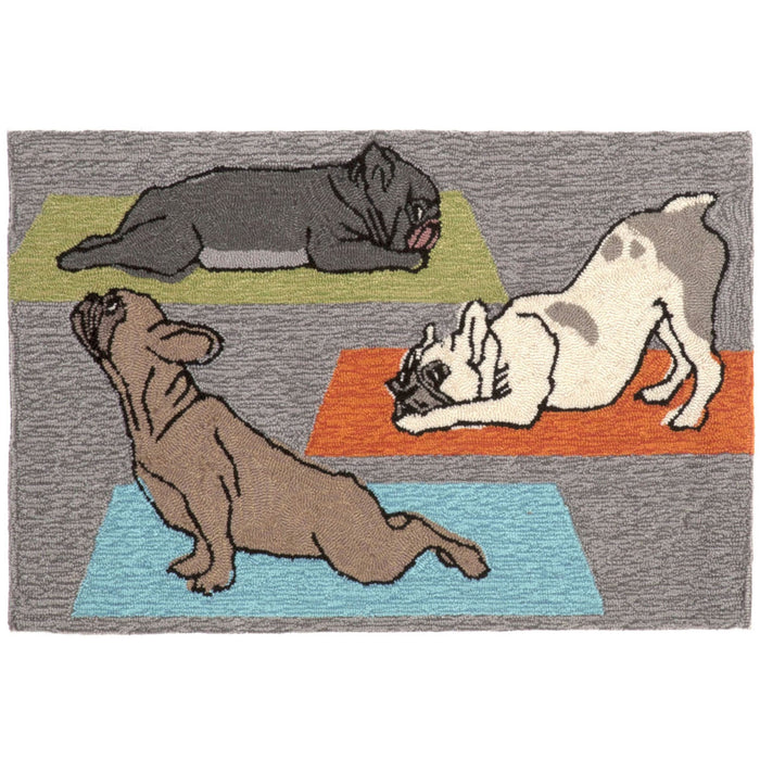 Liora Manne Frontporch Indoor/Outdoor Yoga Dogs Rug 20x30