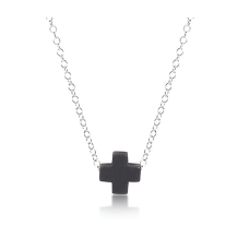 16" necklace sterling - signature cross - charcoal by enewton