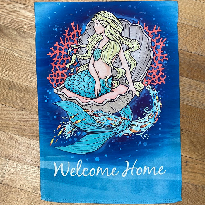 Mermaid in Clam Garden Suede Flag