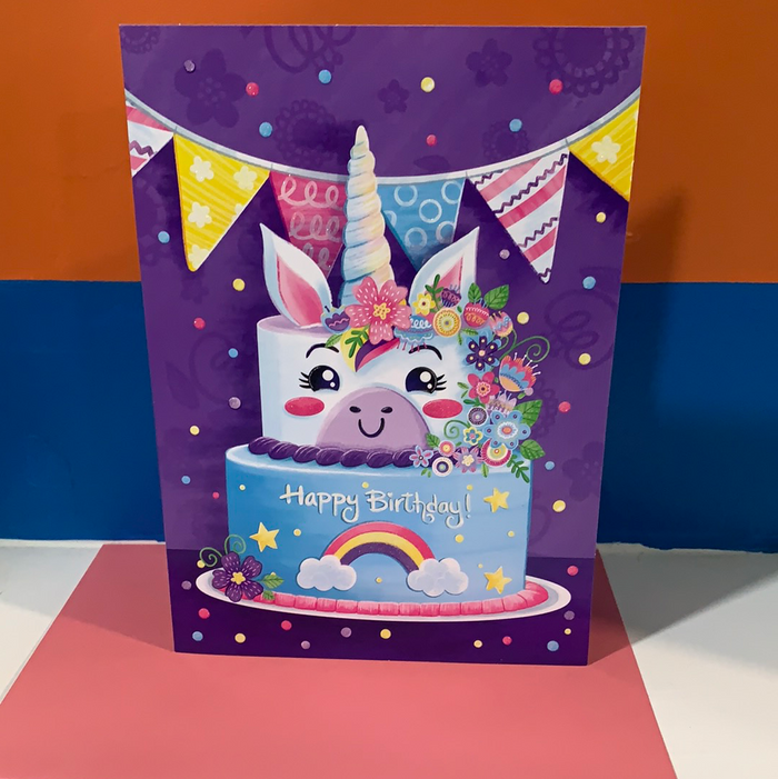 GLITTER CARD - UNICORN CAKE