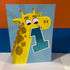 FOIL AND GLITTER - 1 YEAR OLD GIRAFFE CARD