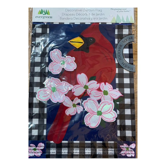 Buffalo Check Cardinal Garden Applique Flag