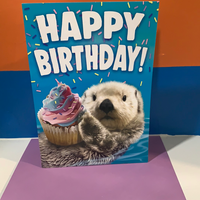 GLITTER CARD - OTTER