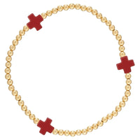 signature cross gold pattern 3mm bead bracelet - red by enewton