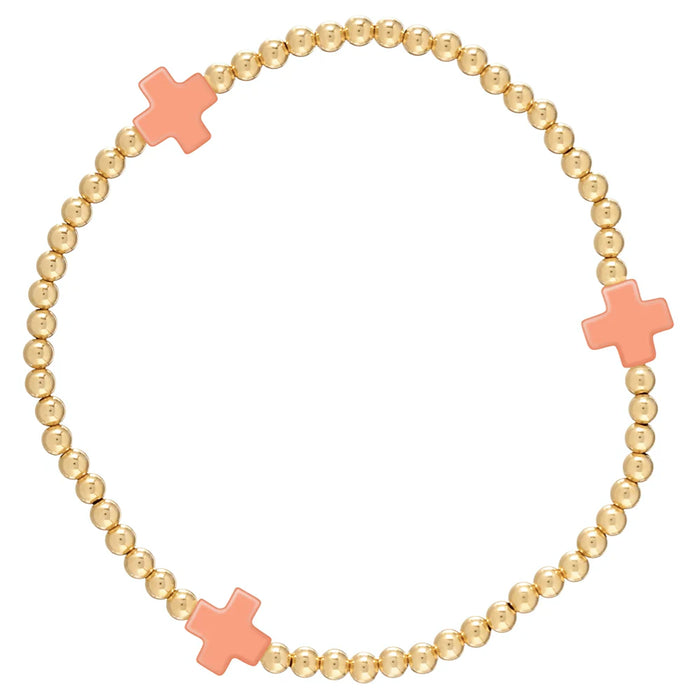 signature cross gold pattern 3mm bead bracelet - coral by enewton