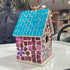 7"H Wood with Mosaic Details Bird House, Pink Floral