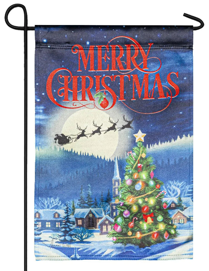 Santa's Sleigh on Christmas Garden Lustre Flag