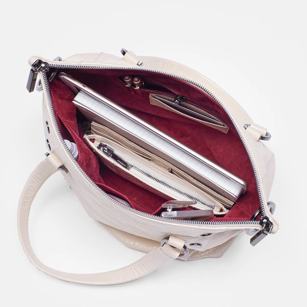 Hammitt Daniel Medium Satchel Bag in Alabaster Glaze/Gunmetal - A. Dodson's