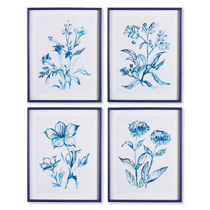 INDIGO WATERCOLOR BOTANICAL PRINTS, SET OF 4 BY NAPA HOME & GARDEN