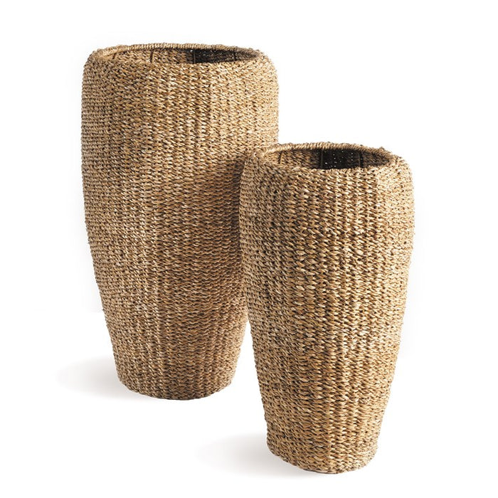 SEAGRASS TALL ROUND PLANTERS, SET OF 2 BY NAPA HOME & GARDEN