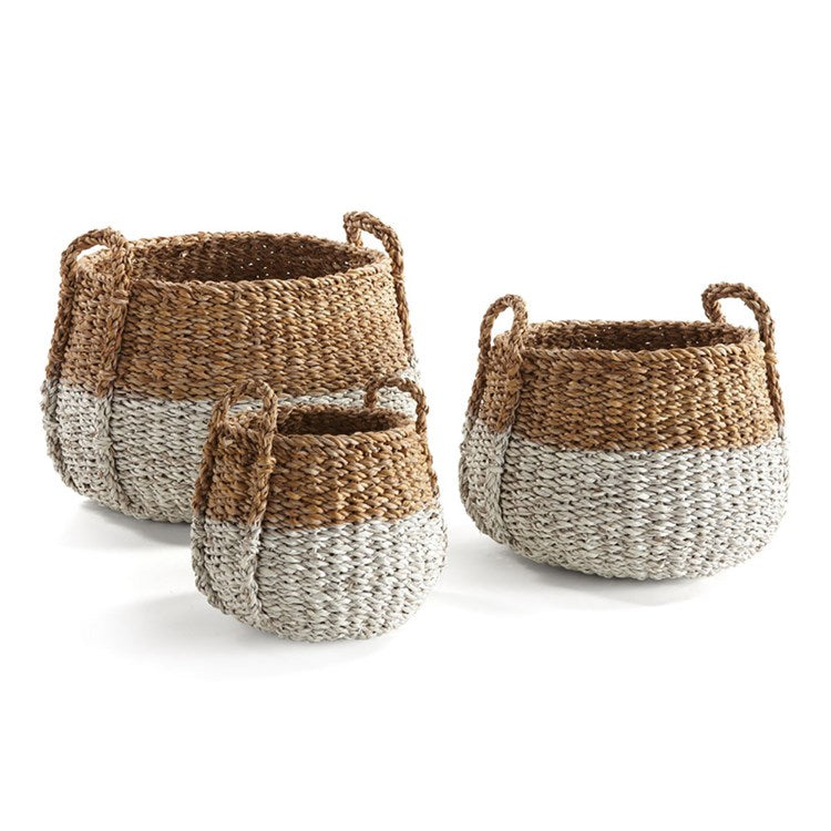 SEAGRASS ROUND BASKETS WITH HANDLES, SET OF 3 BY NAPA HOME & GARDEN - A. Dodson's