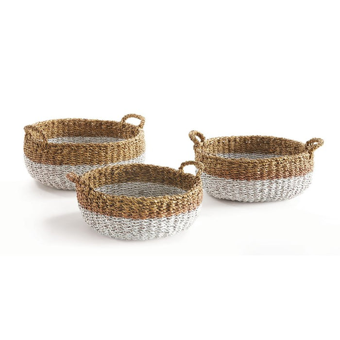 SEAGRASS SHALLOW BASKETS WITH HANDLES, SET OF 3 BY NAPA HOME & GARDEN