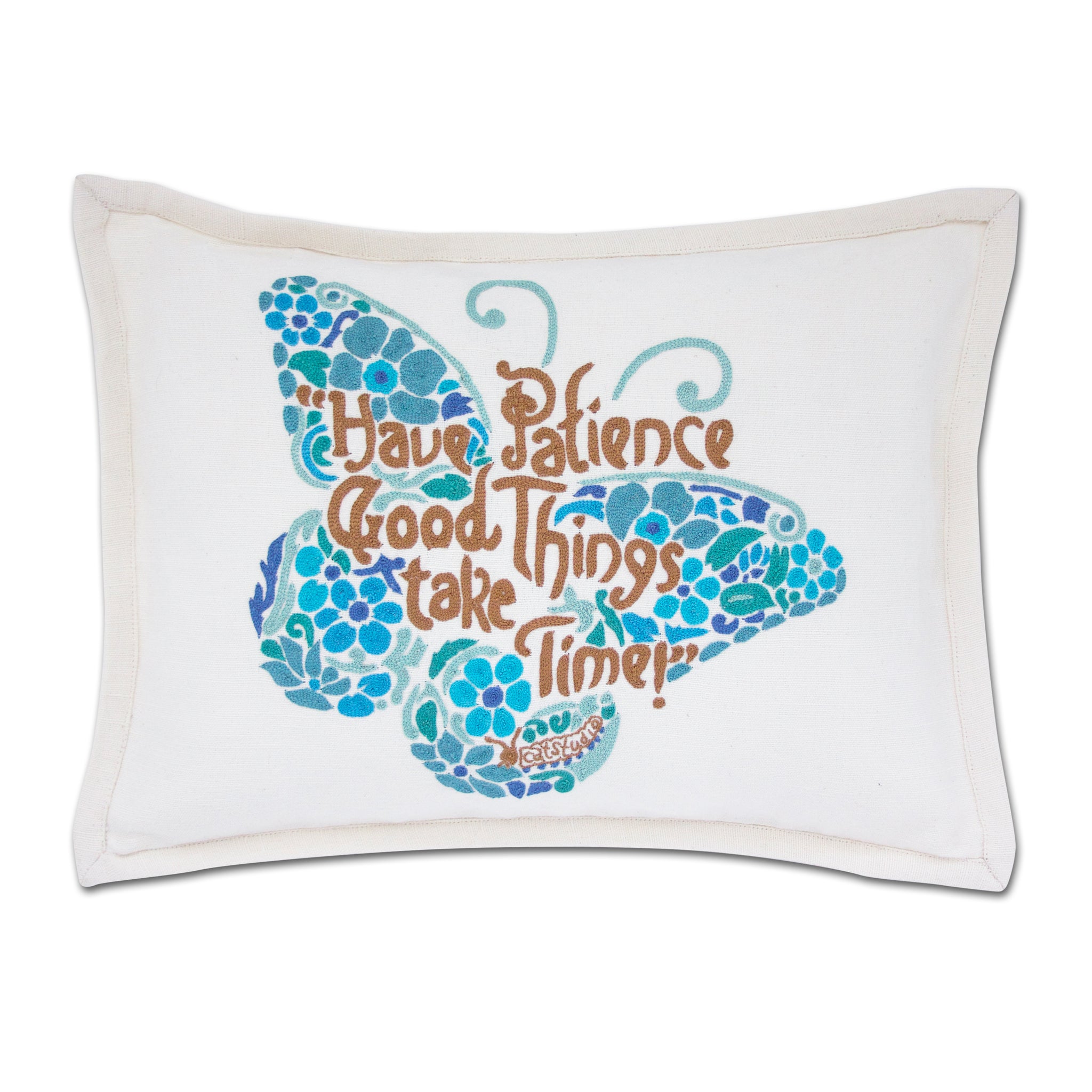 PATIENCE BUTTERFLY LOVE LETTERS PILLOW BY CATSTUDIO - A. Dodson's