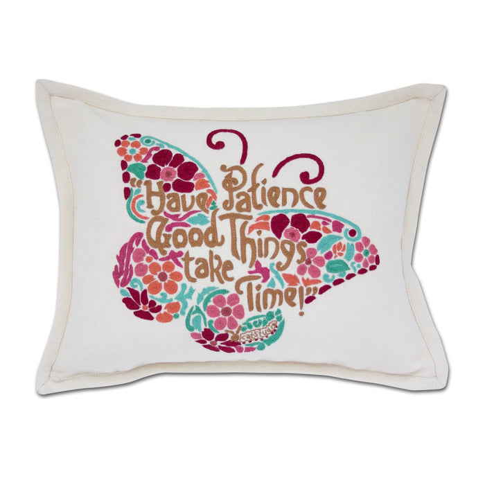 PATIENCE BUTTERFLY LOVE LETTERS PILLOW BY CATSTUDIO
