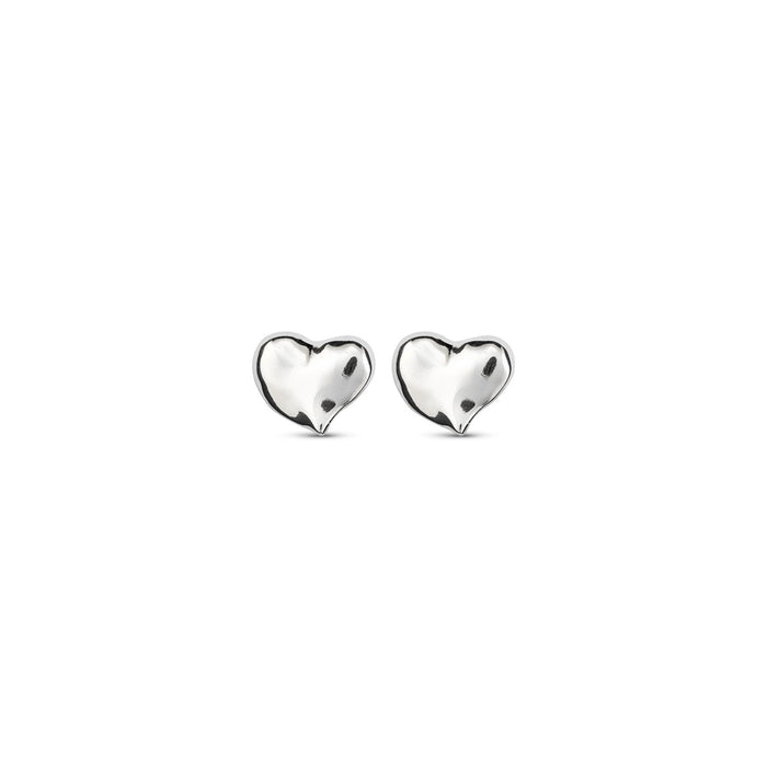 SILVER UNO HEART EARRINGS BY UNO DE 50