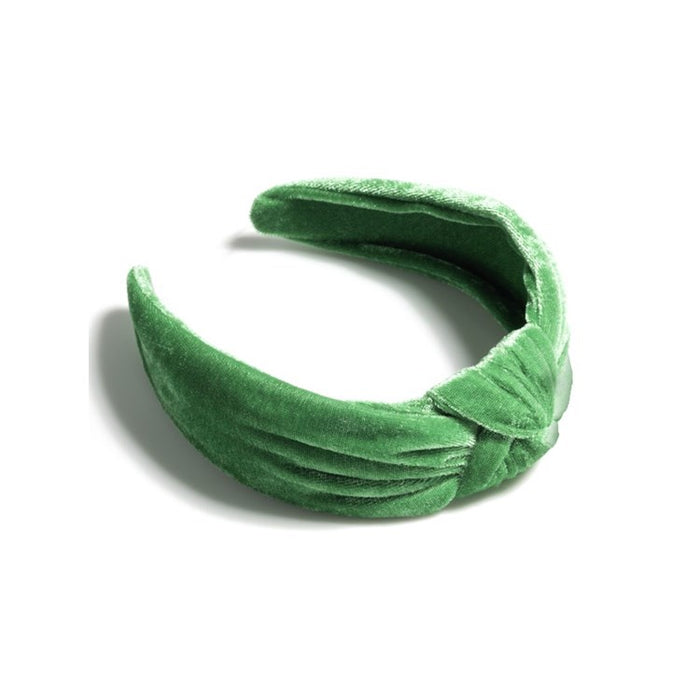 GREEN KNOTTED VELVET HEADBAND