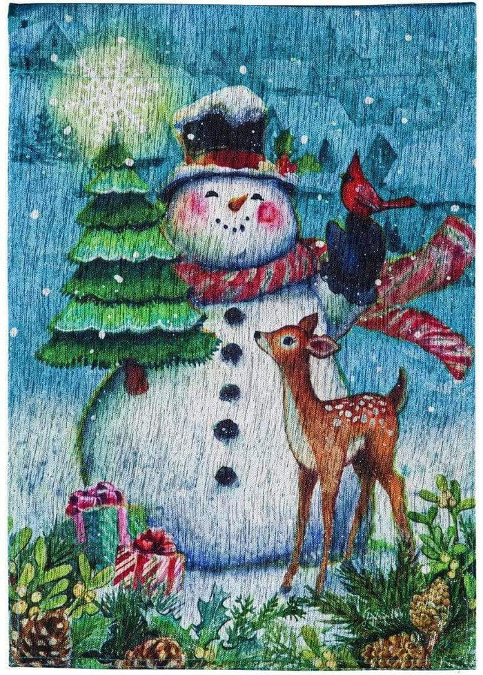 Snowman Village Garden Glisten Flag