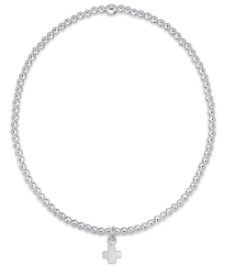 classic sterling 2mm bead bracelet - signature cross small sterling charm