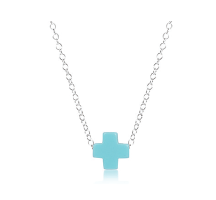 16" necklace sterling - signature cross - turquoise by enewton