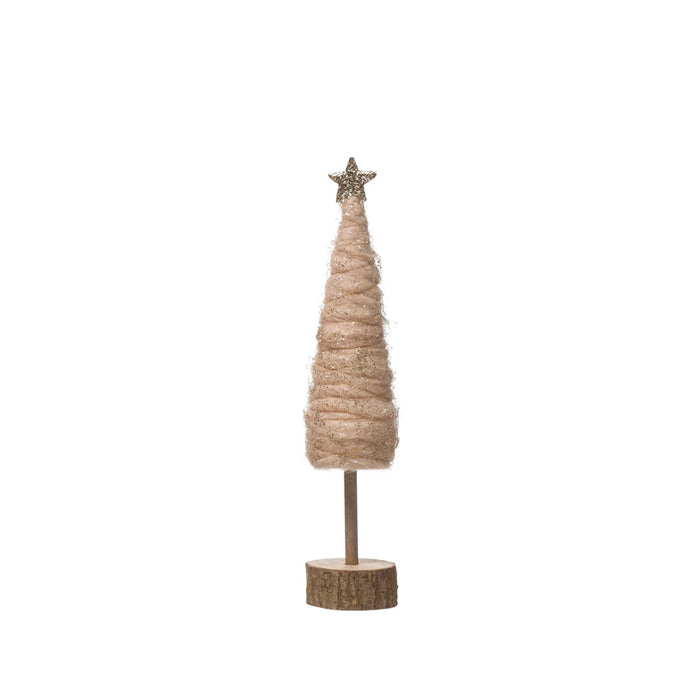 12" Wrapped Wool Cone Tree with Glitter and Star